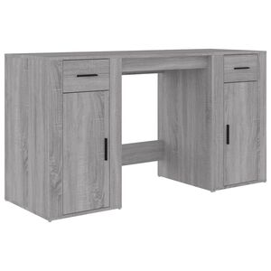 vidaXL Escritorio con armario contrachapada gris sonoma