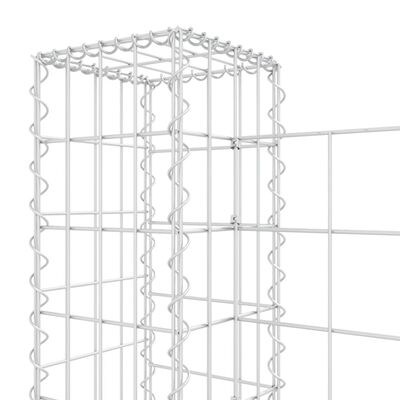vidaXL Cesta de gaviones forma de U 2 postes de hierro 740x20x100 cm