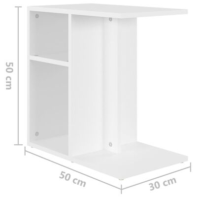 vidaXL Mesa auxiliar de madera contrachapada blanco 50x30x50 cm
