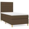 vidaXL Cama box spring con colch&oacute;n tela marr&oacute;n oscuro 100x200 cm