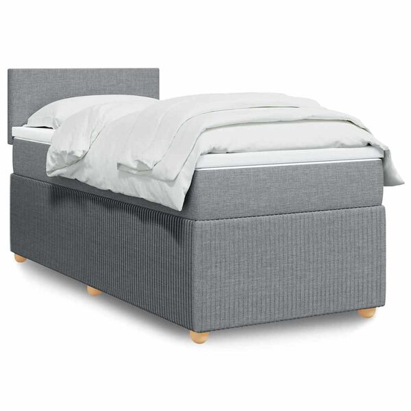 vidaXL Cama box spring con colch&oacute;n tela gris claro 90x200 cm