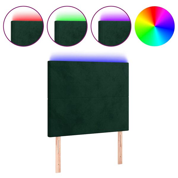vidaXL Cabecero con luces LED terciopelo verde oscuro 90x5x118/128 cm