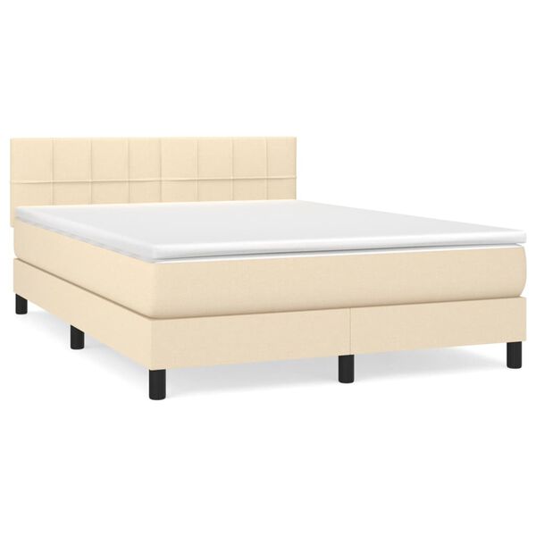 vidaXL Cama box spring con colch&oacute;n tela color crema 140x190 cm