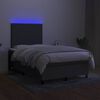 vidaXL Cama box spring con colch&oacute;n y LED tela marr&oacute;n oscuro 120x190 cm