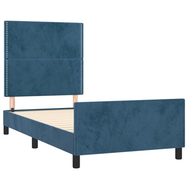 vidaXL Estructura de cama sin colch&oacute;n terciopelo azul oscuro 90x200 cm