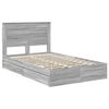 vidaXL Cama con almacenamiento con cabecera Gris Sonoma 135 x 190 cm