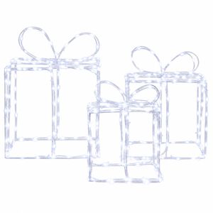 vidaXL Cajas de regalo de Navidad con luces LOVIISA 3 uds. 360 LED