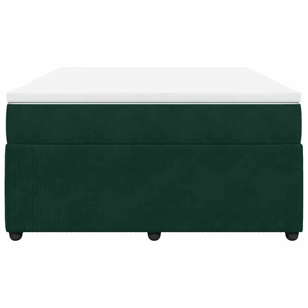 vidaXL Cama box spring con colch&oacute;n terciopelo verde oscuro 160x200 cm