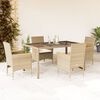 vidaXL Set comedor jard&iacute;n 5 pzas cojines rat&aacute;n sint&eacute;tico vidrio beige