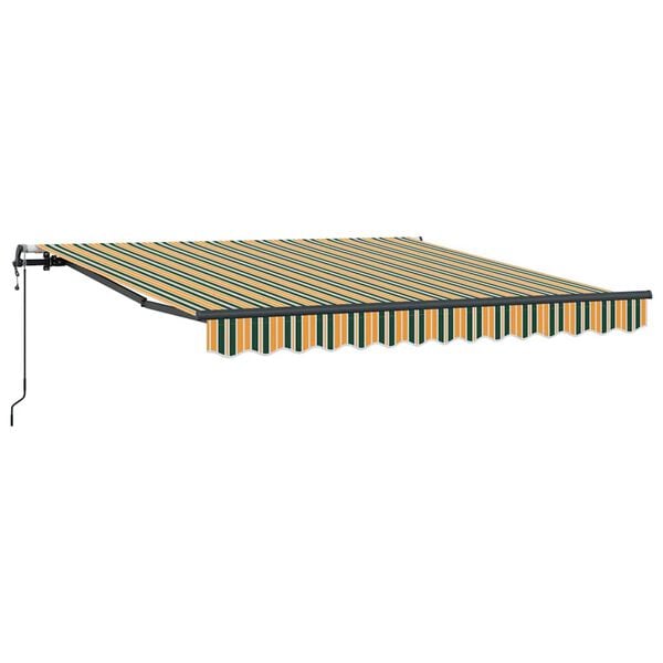 vidaXL Toldo Retráctil Verde y amarillo 350 x 250 cm Tela y Aluminio