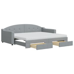 vidaXL Sof&aacute; cama nido con cajones tela gris claro 90x200 cm
