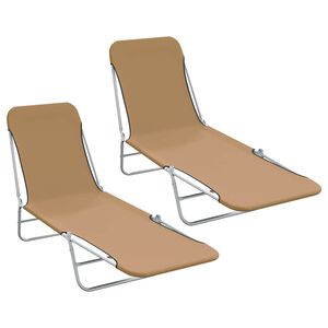 vidaXL Tumbonas plegables 2 unidades acero y tela gris topo