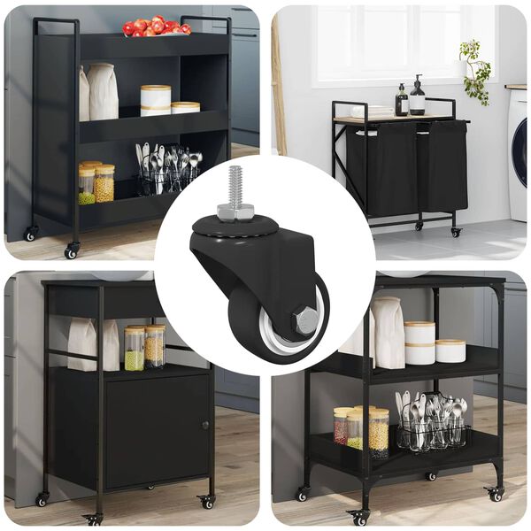 vidaXL Rueda giratoria 12 pcs Negro 40,4 x 40,4 x 19,7 mm