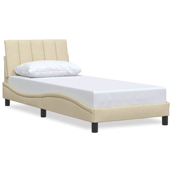 vidaXL Estructura de cama sin colch&oacute;n Hanko tela crema 90x190 cm