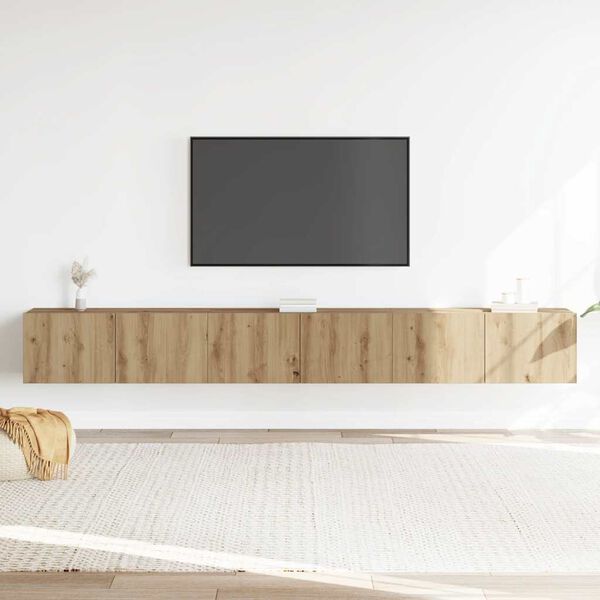 vidaXL Mueble para TV de pared madera contrachapada artesanal 3 piezas