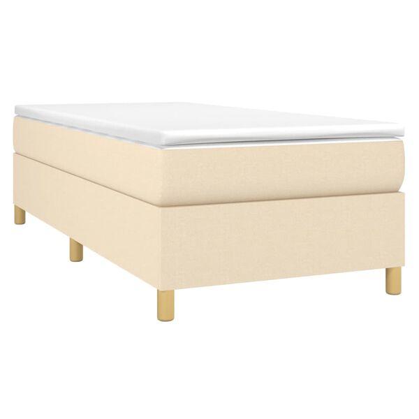 vidaXL Cama box spring con colch&oacute;n tela color crema 100x200 cm