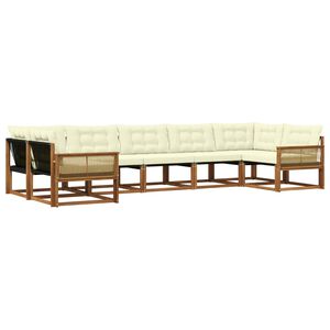 vidaXL Conjunto de sof&aacute;s de exterior con coj&iacute;n 7 pcs Natural y Crema