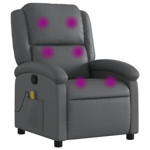 vidaXL Sill&oacute;n de masaje reclinable cuero sint&eacute;tico gris