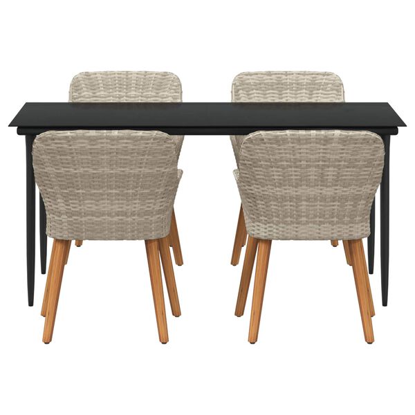 vidaXL Conjunto de Comedor de Jard&iacute;n 5 pcs Gris Claro rat&aacute;n sint&eacute;tico