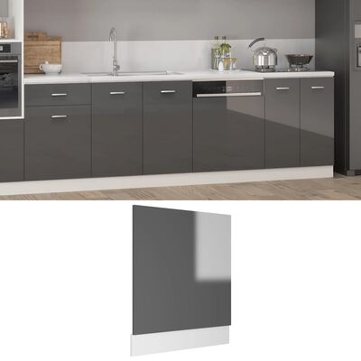 vidaXL Panel para lavavajillas contrachapada gris brillo 59,5x3x67 cm