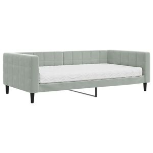 vidaXL Sof&aacute; cama con colch&oacute;n terciopelo gris claro 100x200 cm