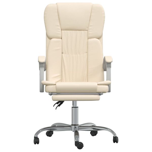 vidaXL Silla de oficina reclinable cuero sintético crema