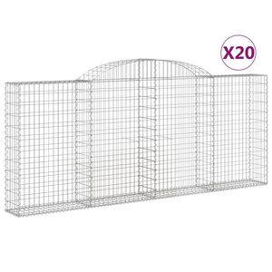 vidaXL Cestas gaviones 20 uds forma de arco hierro 300x30x120/140 cm