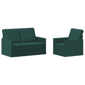 vidaXL Juego de Sof&aacute; 2 pcs Verde oscuro Tela