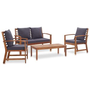 vidaXL Muebles de jard&iacute;n 4 piezas con cojines madera acacia maciza