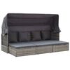 vidaXL Tumbona cama jard&iacute;n con techo rat&aacute;n sint&eacute;tico gris