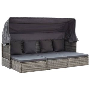 vidaXL Tumbona cama jard&iacute;n con techo rat&aacute;n sint&eacute;tico gris