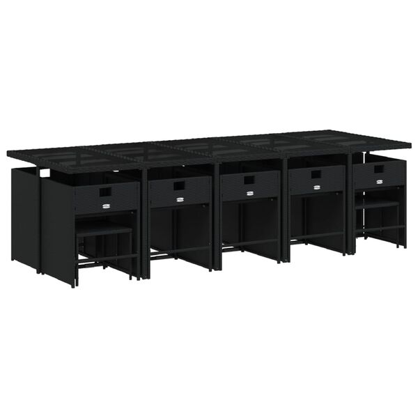 vidaXL Set comedor de jard&iacute;n con cojines 15 pzas rat&aacute;n sint&eacute;tico negro