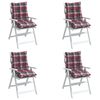 vidaXL Cojines para silla respaldo bajo 4 uds tela Oxford cuadros rojo