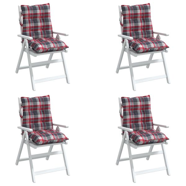 vidaXL Cojines para silla respaldo bajo 4 uds tela Oxford cuadros rojo