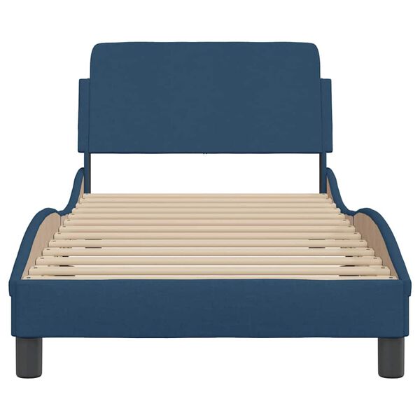 vidaXL Estructura de cama con cabecero Dover tela azul 90x200 cm