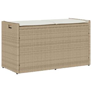 vidaXL Banco de almacenaje con coj&iacute;n beige 100 cm rat&aacute;n sint&eacute;tico