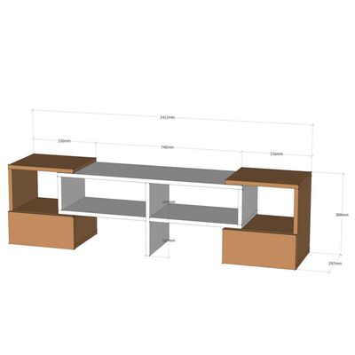 Homemania Mueble para TV Fold blanco y nogal 141,2x29,7x38,8 cm