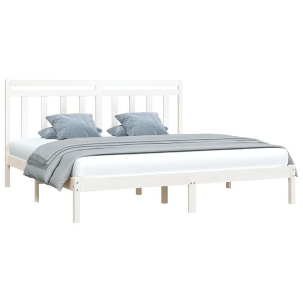 vidaXL Estructura de cama madera maciza blanco Supe King 180x200 cm