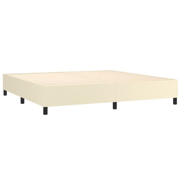 vidaXL Cama box spring con colch&oacute;n cuero sint&eacute;tico crema 200x200 cm