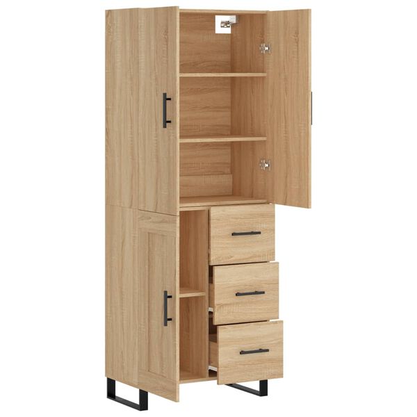 vidaXL Aparador alto madera contrachapada color roble 69,5x34x180 cm
