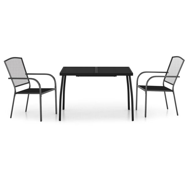 vidaXL Juego de comedor de jardín 3 piezas acero gris antracita