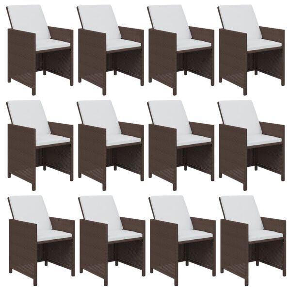 vidaXL Juego comedor jard&iacute;n 13 pzas con cojines rat&aacute;n sint&eacute;tico marr&oacute;n