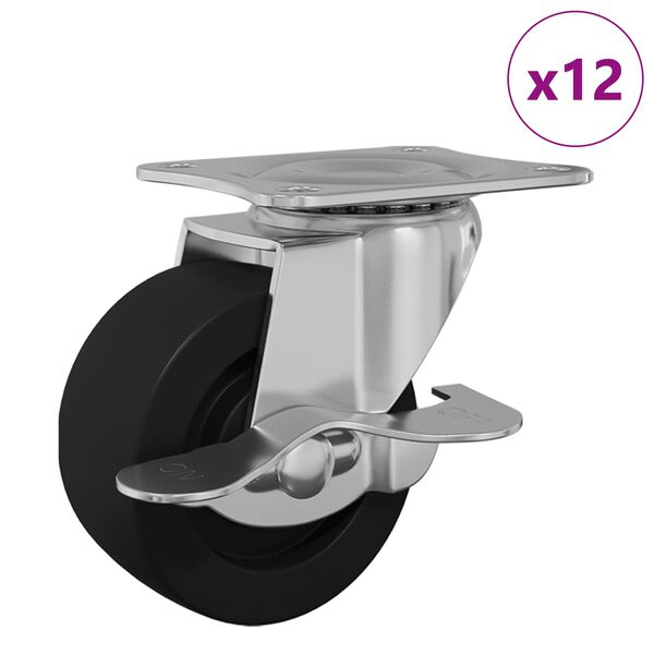 vidaXL Rueda 12 pcs Negro y plateado 50,7 x 50,7 x 24,4 mm