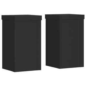 vidaXL Soportes de plantas 2 uds madera ingenier&iacute;a negro 10x10x18 cm
