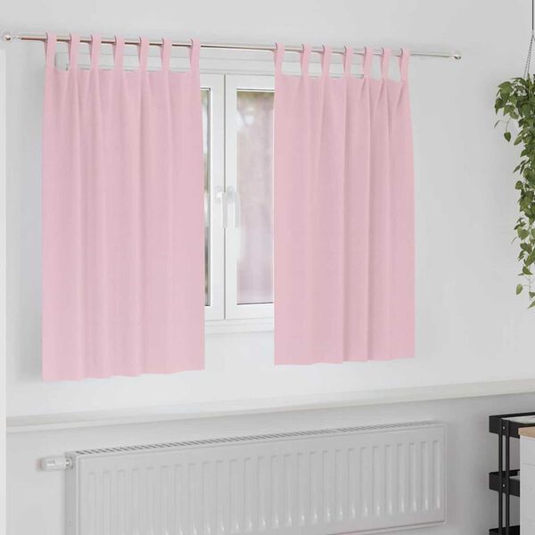 vidaXL Cortinas Opacas con Anillas 2 pcs Rosa Bebé 140 x 140 cm