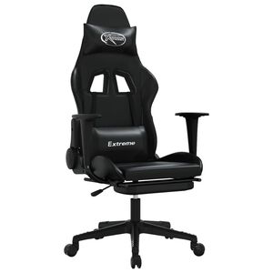 vidaXL Silla gaming con reposapi&eacute;s cuero sint&eacute;tico negro