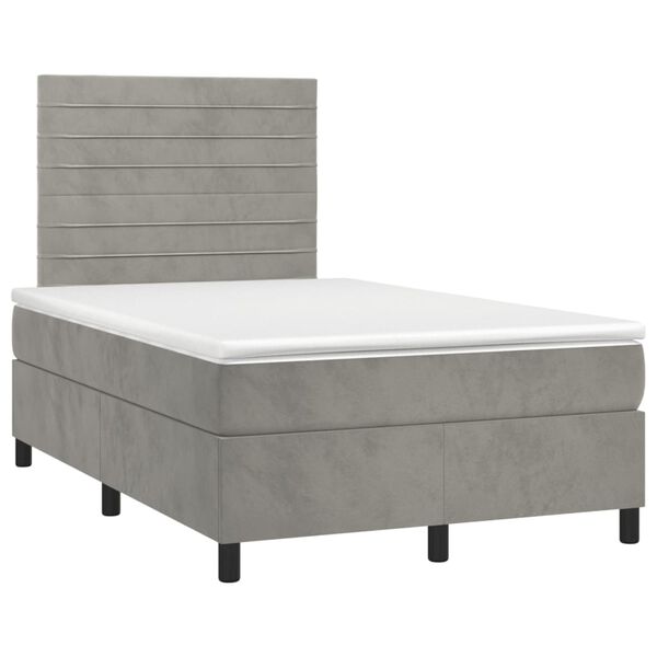 vidaXL Cama box spring con colch&oacute;n terciopelo gris claro 120x200 cm