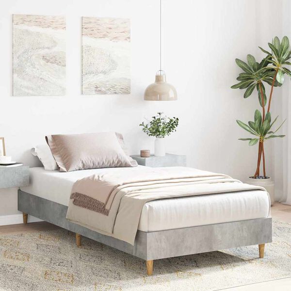 vidaXL Estructura de cama sin colch&oacute;n madera gris hormig&oacute;n 75x190 cm