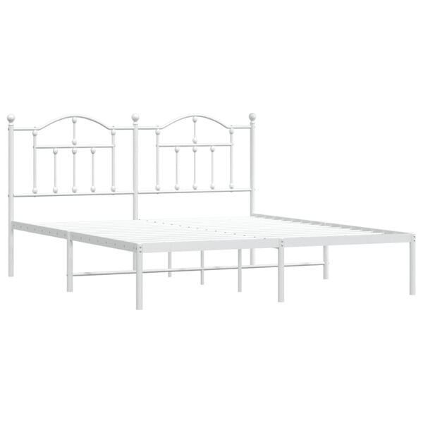 vidaXL Estructura cama sin colchón con cabecero metal blanco 180x200cm