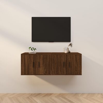 vidaXL Muebles para TV de pared 2 uds roble marrón 57x34,5x40 cm